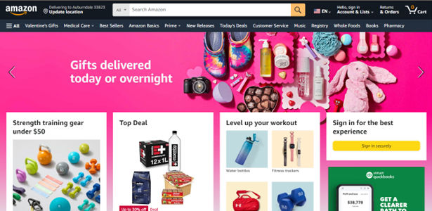 Image of Amazon.com home page.